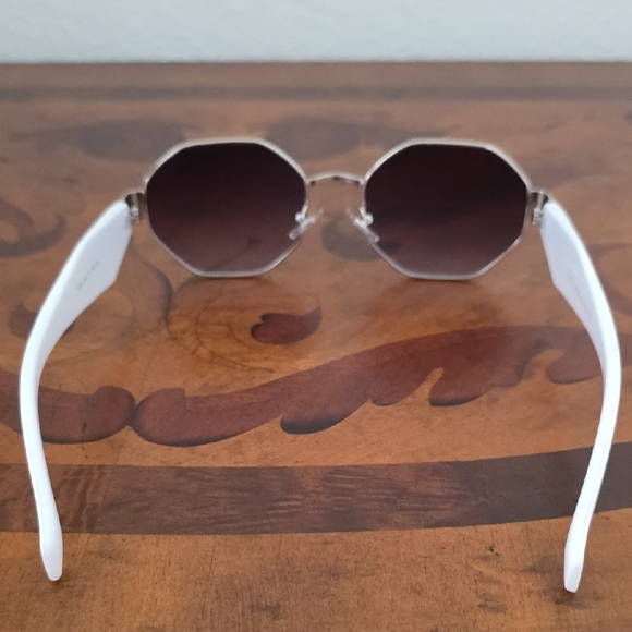 Prada Hexagonal White and Silver Sunglasses - Picture 4 of 6